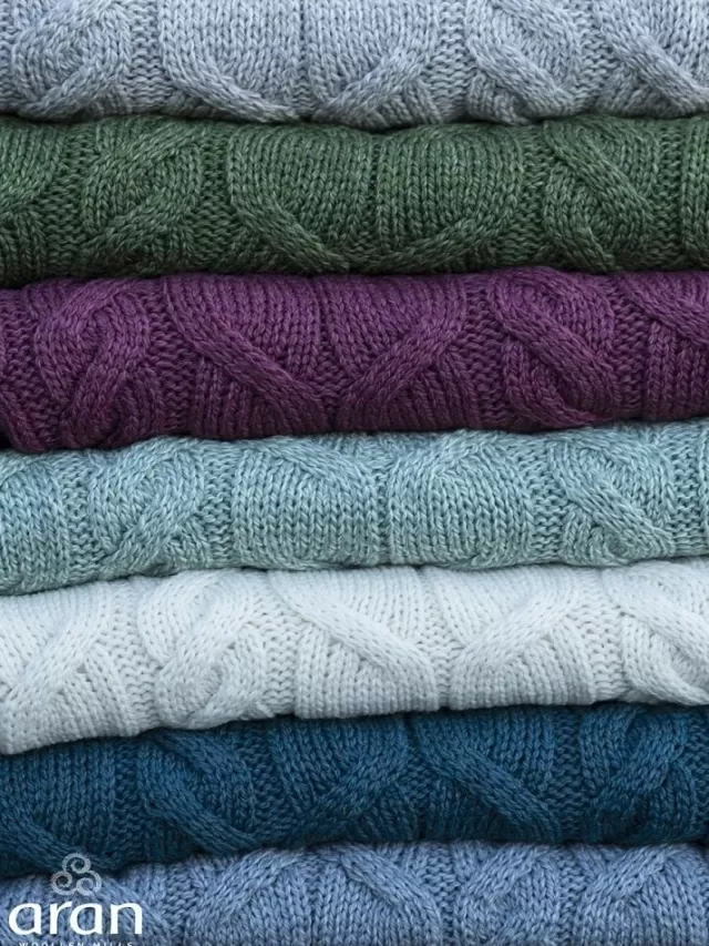 Sweater Shop Aran Cable Knit Blanket Super Soft Merino Ocean Blue