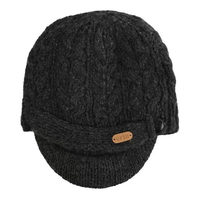 Women Sweater Shop Aran Cable Peak Hat Charcoal