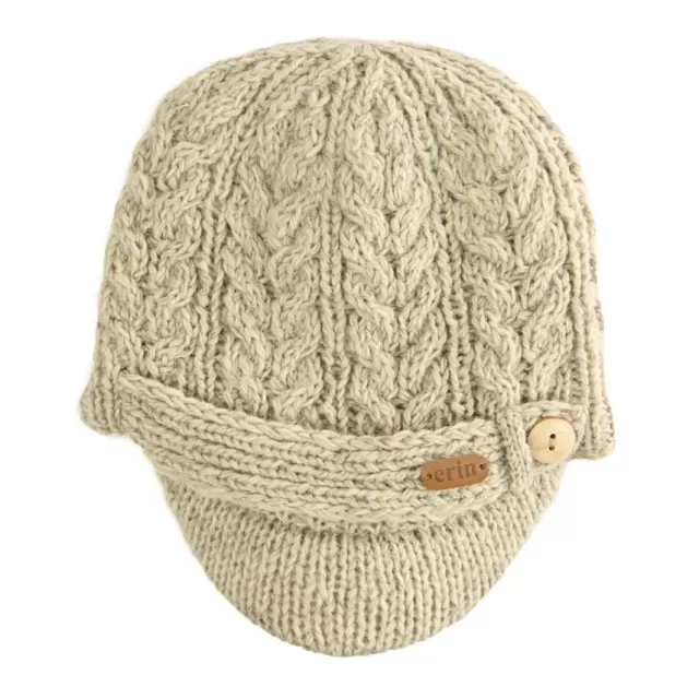 Women Sweater Shop Aran Cable Peak Hat Oat