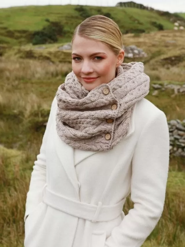 Women Sweater Shop Aran Infinity Scarf Beige