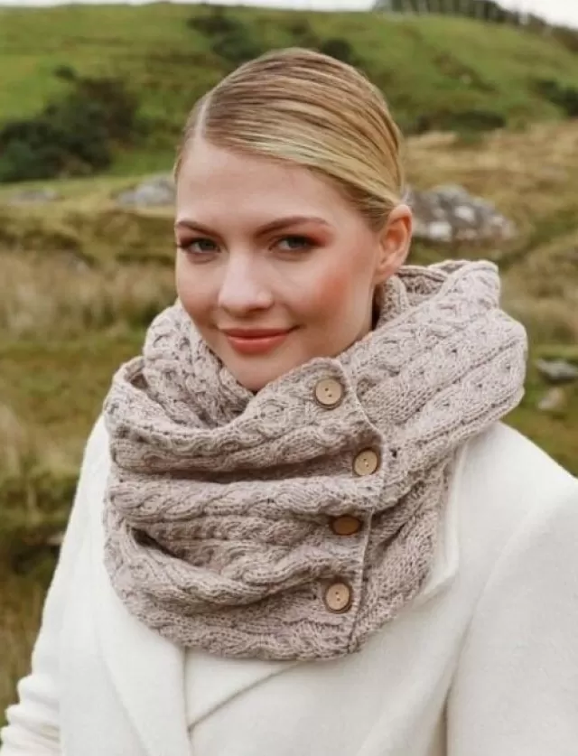 Women Sweater Shop Aran Infinity Scarf Beige