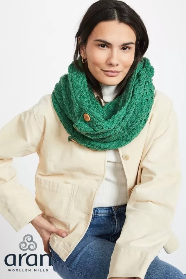 Women Sweater Shop Aran Infinity Scarf Lime Green