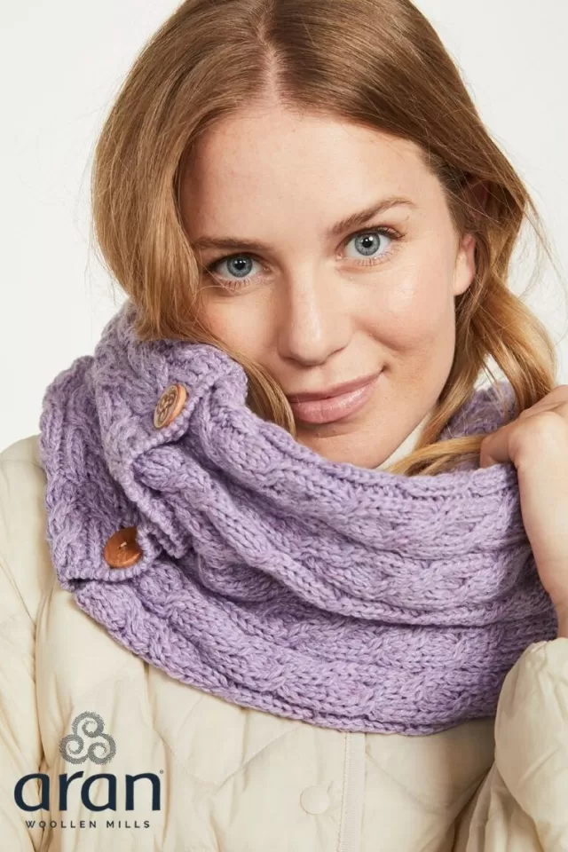 Women Sweater Shop Aran Infinity Snood Lilac