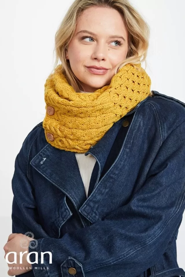 Women Sweater Shop Aran Infinity Snood Yellow