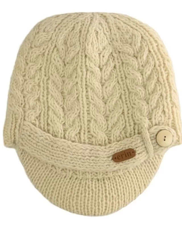 Sweater Shop Aran Peak Cable Hat Natural White