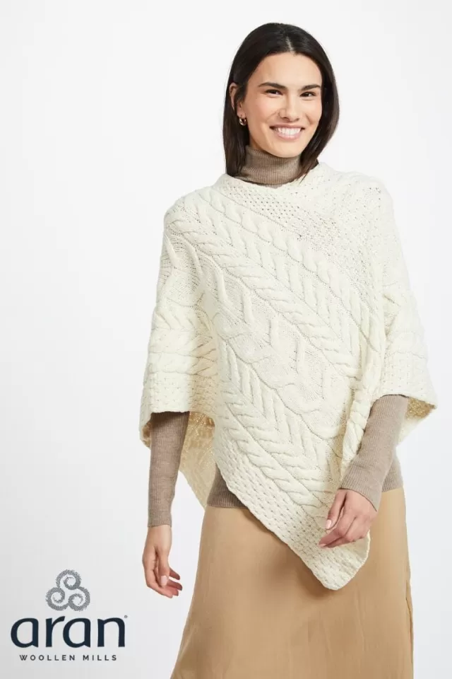 Women Sweater Shop Aran Super Soft Poncho Natural