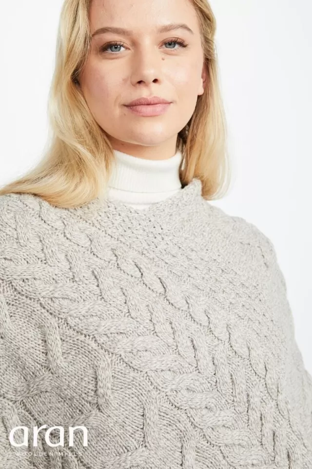 Women Sweater Shop Aran Super Soft Poncho Oatmeal