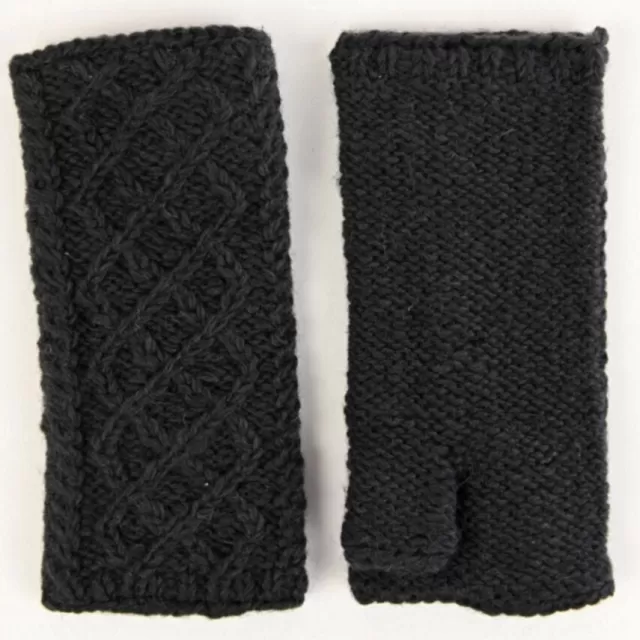 Sweater Shop Aran Trellis Handwarmers Charcoal