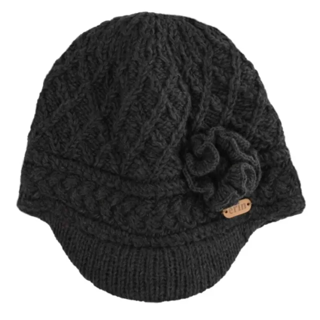 Women Sweater Shop Aran Trellis Peak hat Charcoal