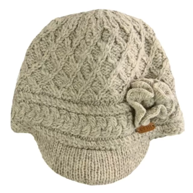 Women Sweater Shop Aran Trellis Peak hat Oatmeal