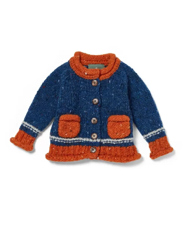 Kids Sweater Shop Baby Roll Neck Cardigan Denim