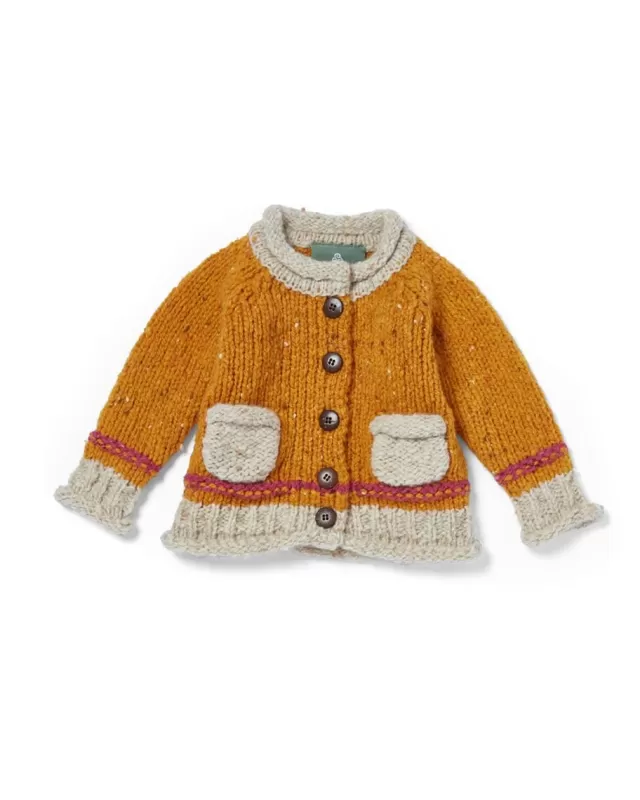 Kids Sweater Shop Baby Roll Neck Cardigan Mustard