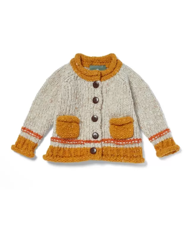 Kids Sweater Shop Baby Roll Neck Cardigan Natural Mustard