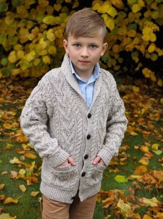 Kids Sweater Shop Boys Shawl Neck Cardigan Oatmeal