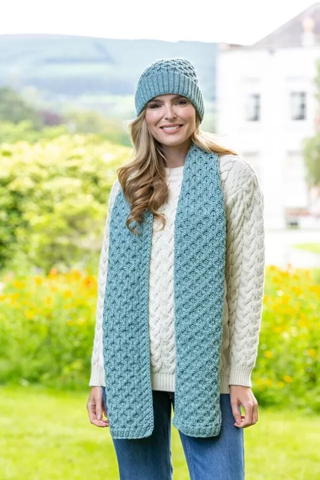 Women Sweater Shop Cable Knit Aran Scarf Aqua