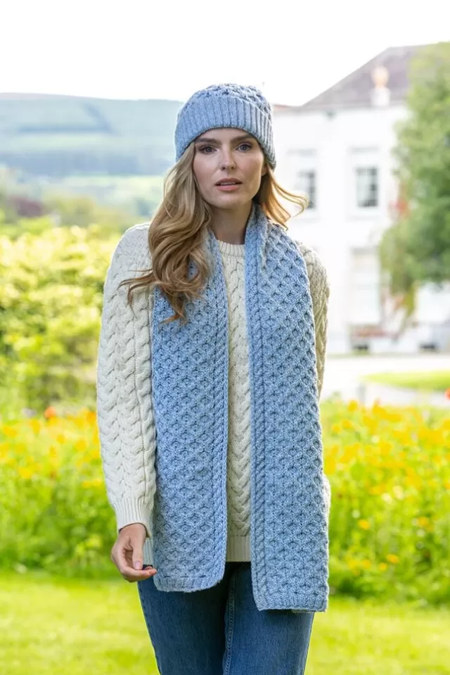 Women Sweater Shop Cable Knit Aran Scarf Sky Blue