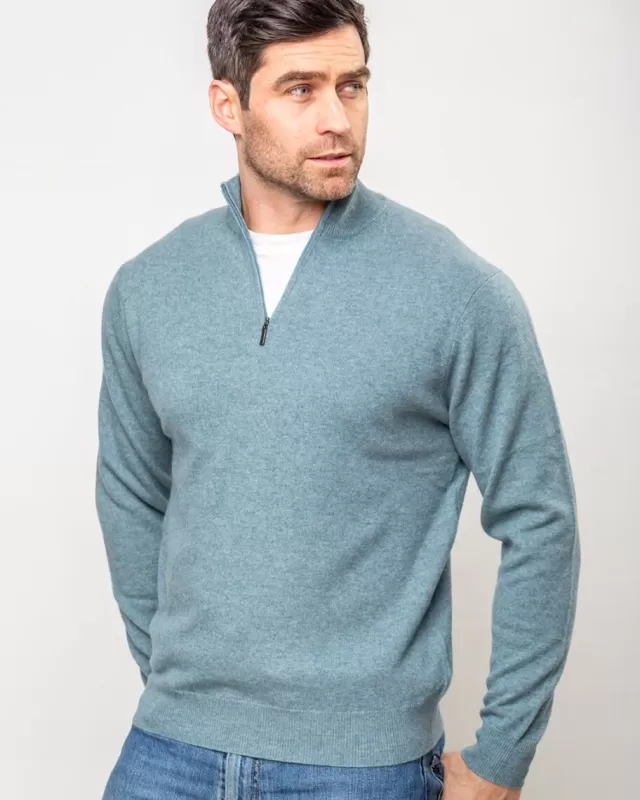 Sweater Shop Cashmere and Merino wool 1/2 Zip Sweater Glacier