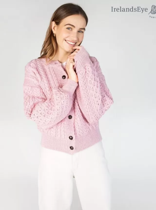 Women Sweater Shop Clover Cropped Cardigan Pale Pink