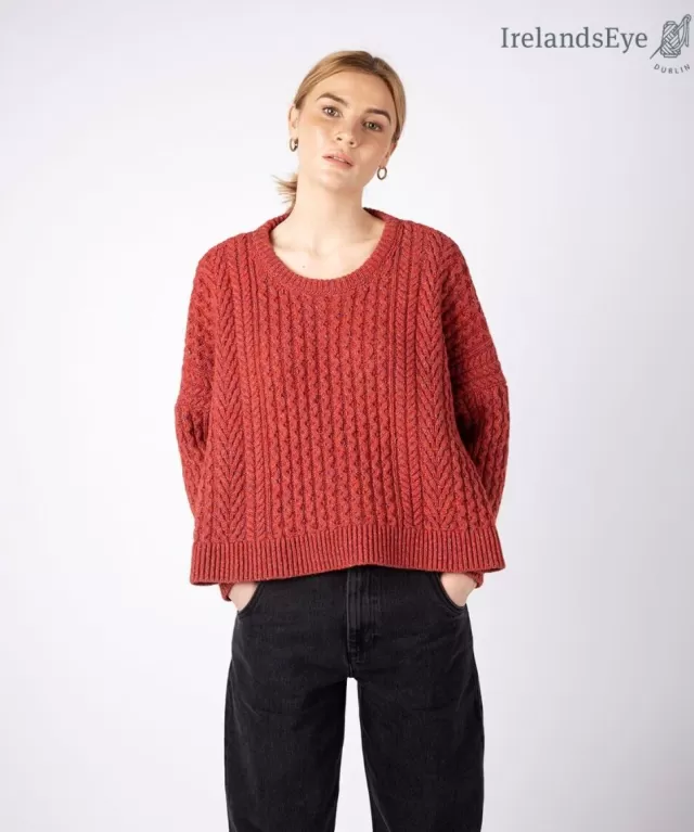 Women Sweater Shop Cropped Aran Sweater Sunset