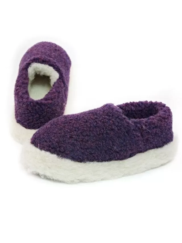 Sweater Shop Dark Purple Wool Slippers