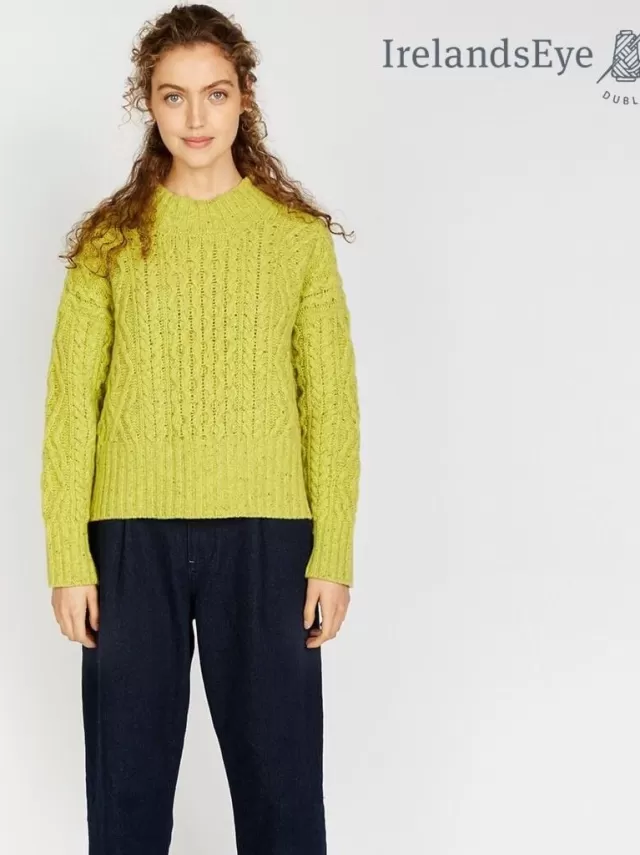 Women Sweater Shop Diamond Crew Neck Sweater Chartreuse