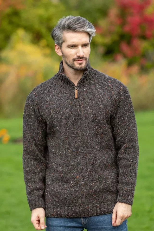 Sweater Shop Donegal Wool Half Zip Sweater - Graphite