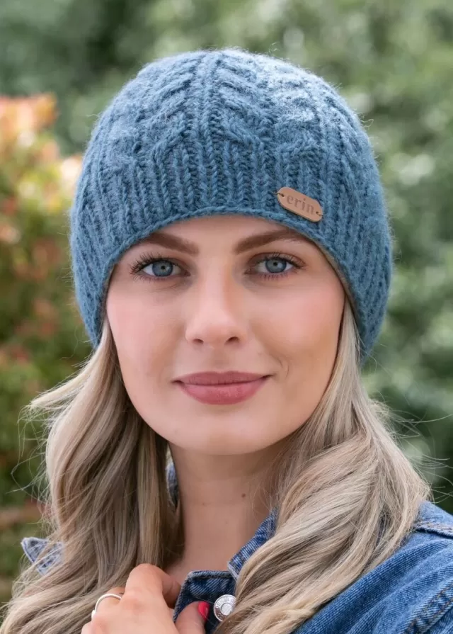 Sweater Shop Erin Cable Knit Hat Blue