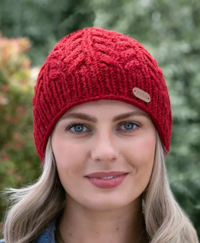 Sweater Shop Erin Cable Knit Hat Red