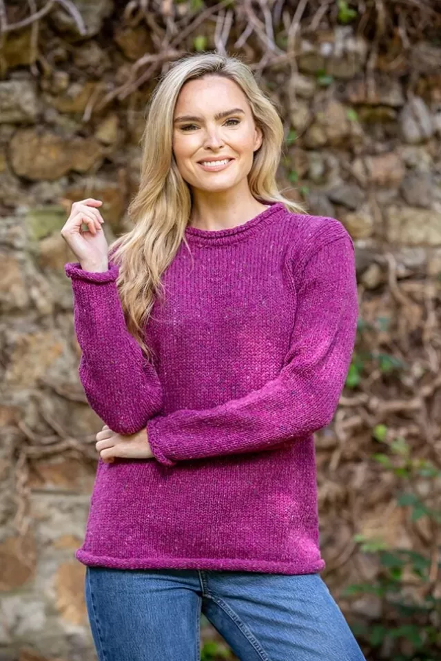 Women Sweater Shop Extra Fine Merino Ladies Roll Neck Sweater Pink