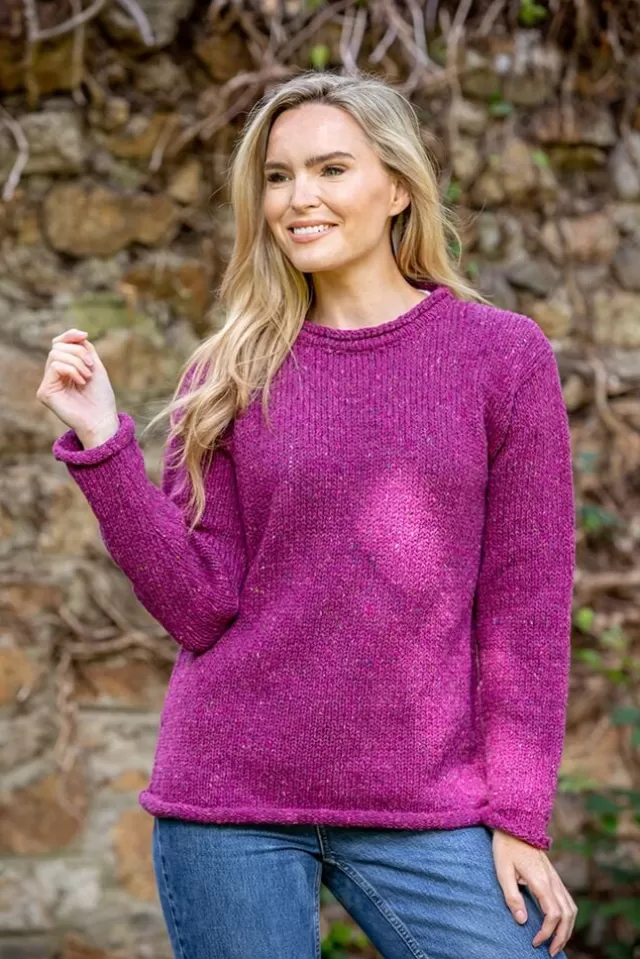 Women Sweater Shop Extra Fine Merino Ladies Roll Neck Sweater Pink