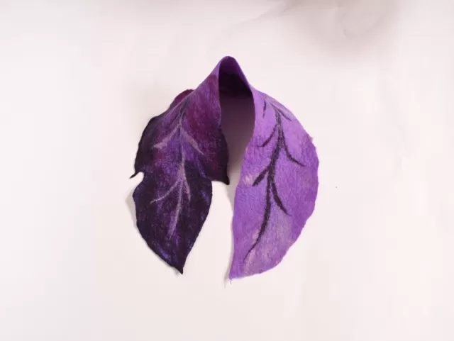 Women Sweater Shop Felt Wool Leaf Scarf Purple