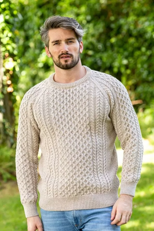 Sweater Shop Fisherman Aran Sweater Parsnip Merino Wool