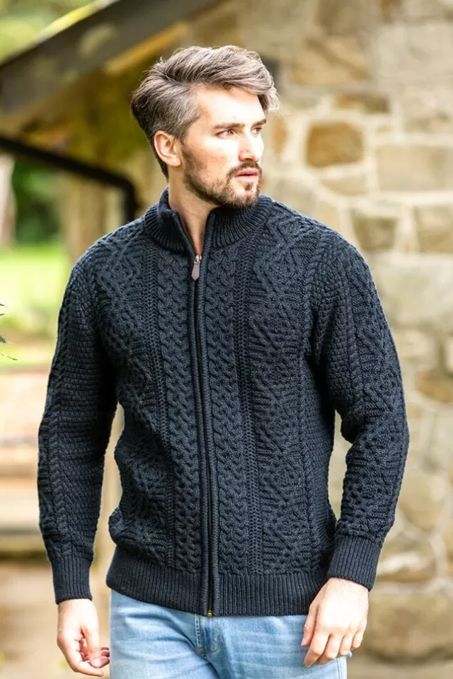 Sweater Shop Fisherman Full Zip Cardigan Blackwatch