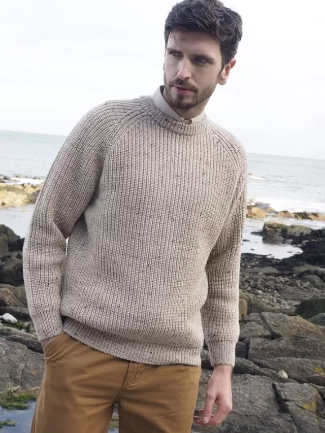 Sweater Shop Fisherman Rib Crew Oatmeal Fleck