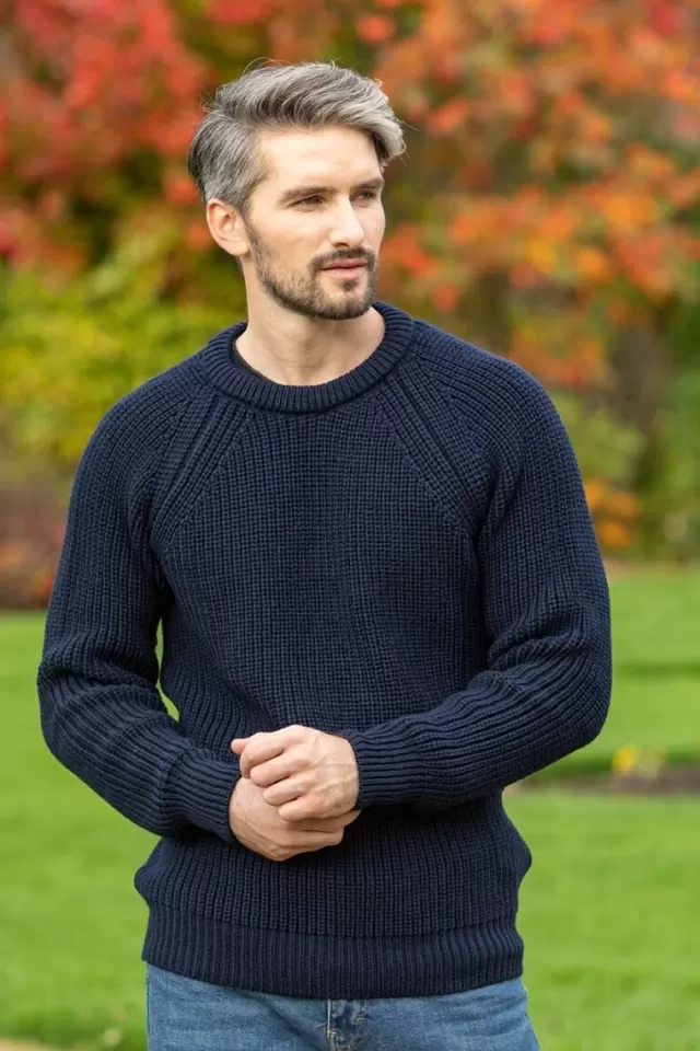 Sweater Shop Fisherman Rib Sweater Navy