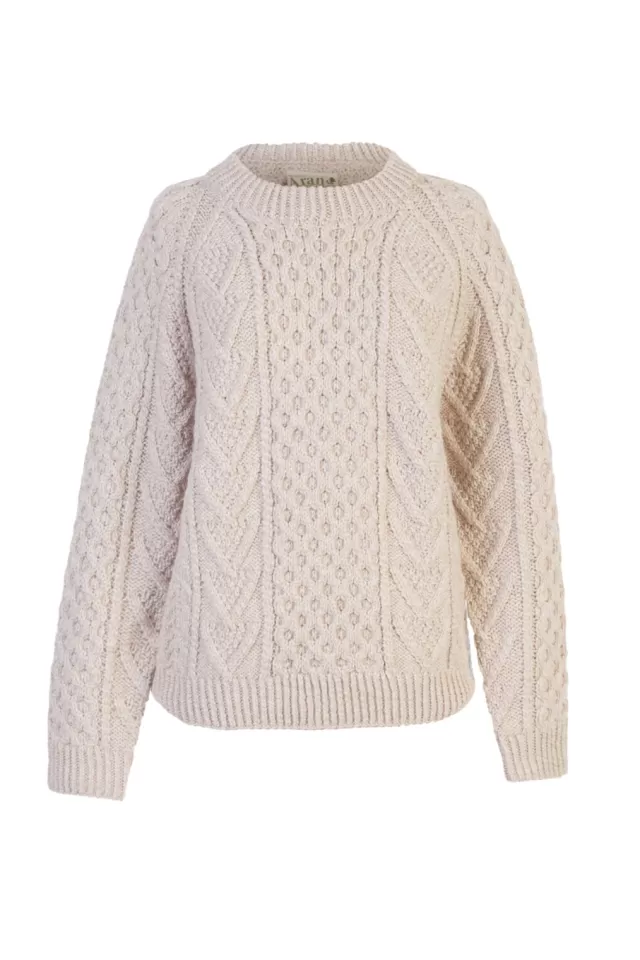 Women Sweater Shop Handknit Womens Plus Size Aran Sweater Beige