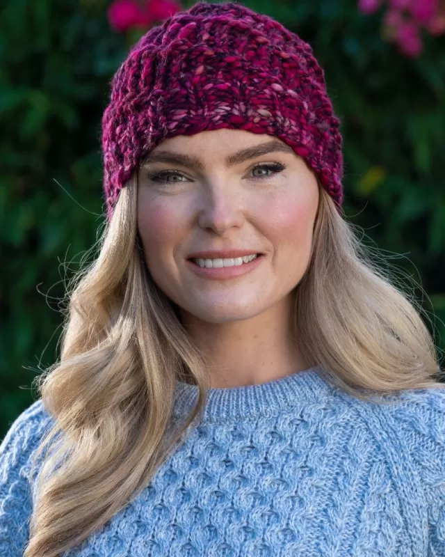 Women Sweater Shop Handmade in Ireland - Super Soft Merino Wool Hat Fuschia