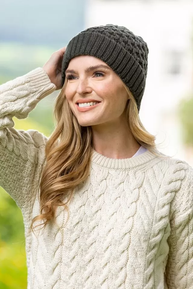 Women Sweater Shop Irish Aran Hat Army Green