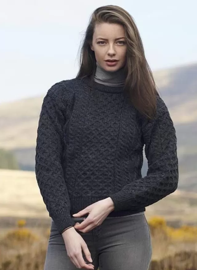 Women Sweater Shop Irish Aran Unisex Sweater Charcoal