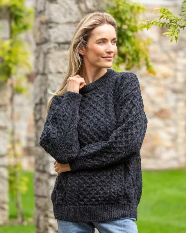 Women Sweater Shop Irish Aran Unisex Sweater Charcoal