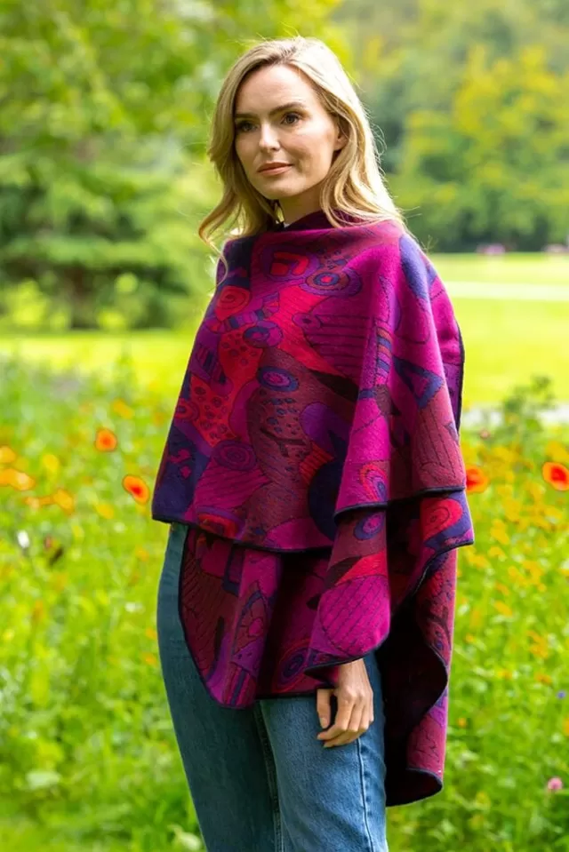 Women Sweater Shop Irish Celtic Design Shawl - Fuchsia