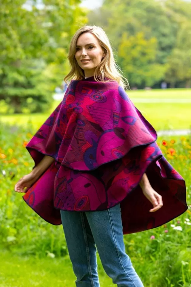 Women Sweater Shop Irish Celtic Design Shawl - Fuchsia