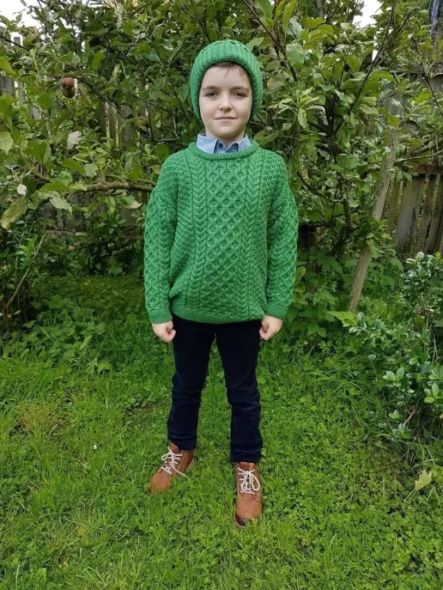 Kids Sweater Shop Kids Aran Sweater Green