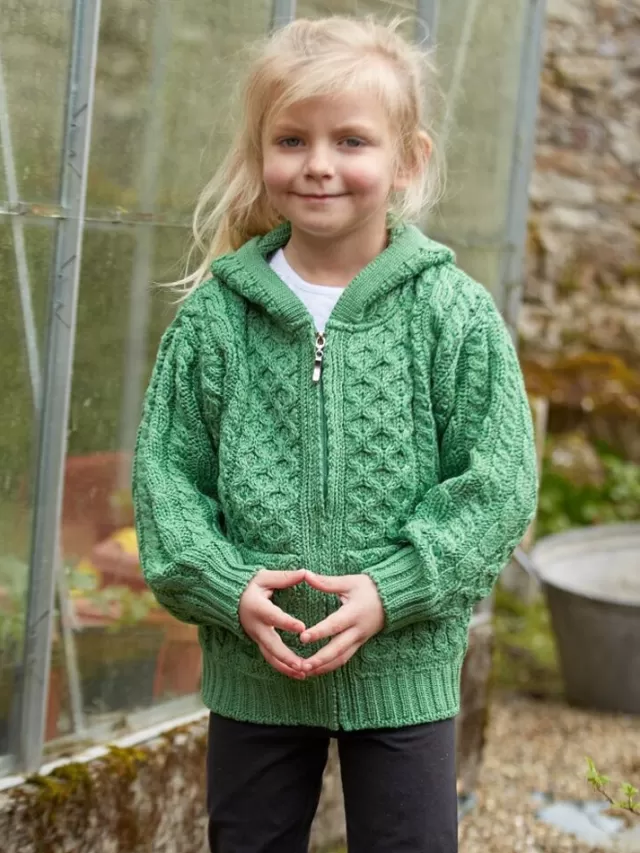 Kids Sweater Shop Kids Irish Hooded Cardigan Green