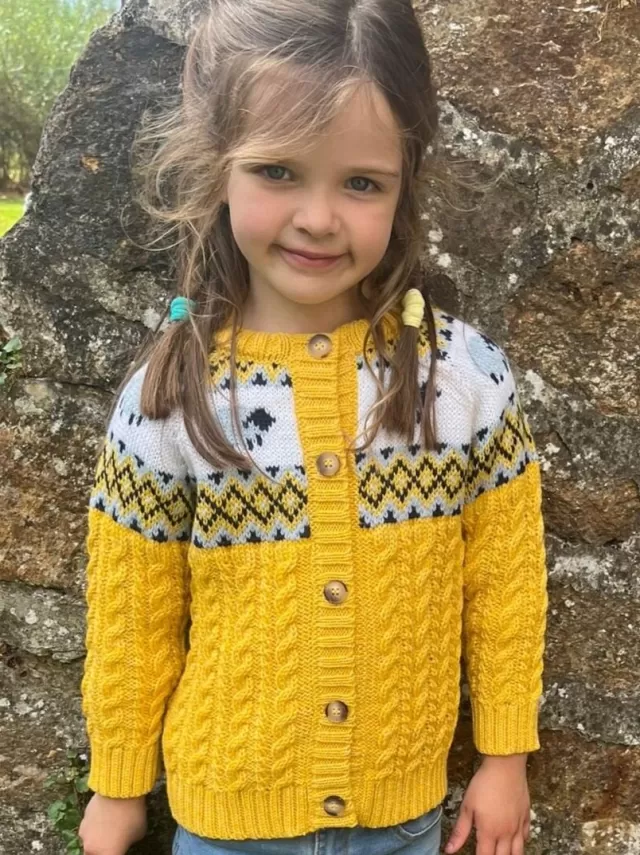 Kids Sweater Shop Kids Sheep Cardigan Merino Wool - Sunshine Yellow