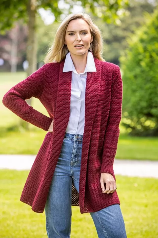 Women Sweater Shop Kilcool Textured Coatigan Claret