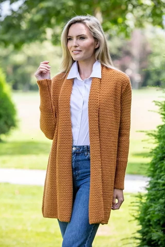 Women Sweater Shop Kilcoole Textured Coatigan Golden Ochre