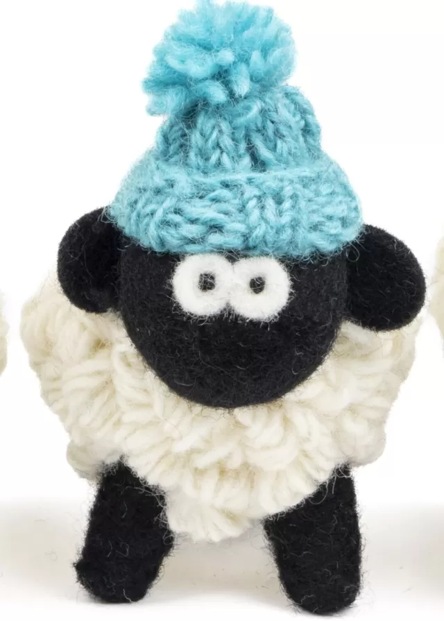 Sweater Shop Knitted Sheep with Bobble Hat Teal Blue - Large