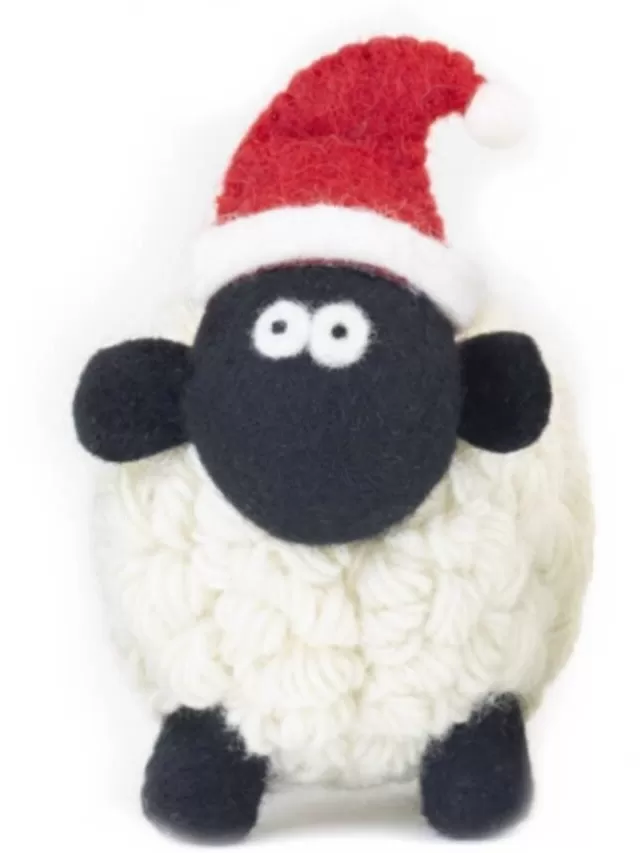 Sweater Shop Knitted Sheep with Santa Hat - Large