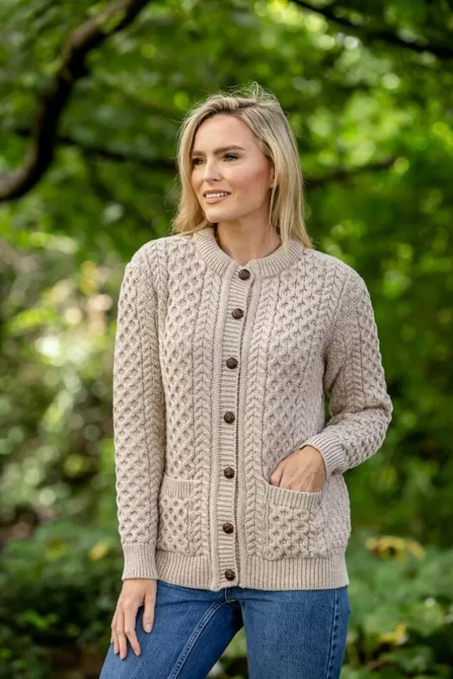 Women Sweater Shop Ladies Cable Knit Cardigan Parsnip